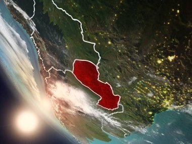 Günbatımı Paraguay uzaydan yukarıda