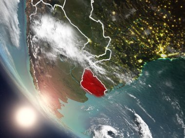 Günbatımı Uruguay uzaydan yukarıda