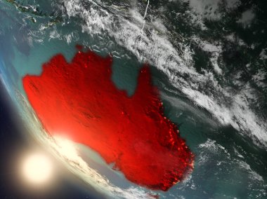 Uzaydan gelen Avustralya yukarıda günbatımı