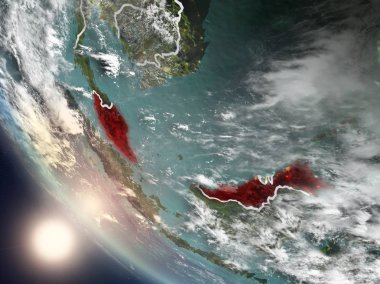 Günbatımı Malezya uzaydan yukarıda