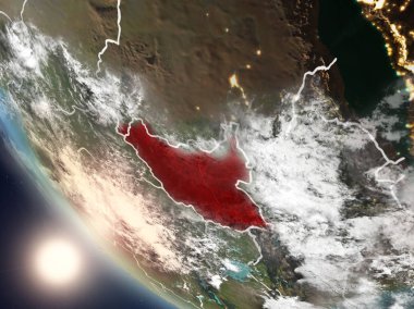 Günbatımı Güney Sudan uzaydan yukarıda