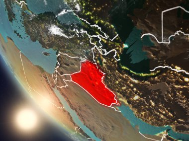 Günbatımı Irak uzaydan yukarıda