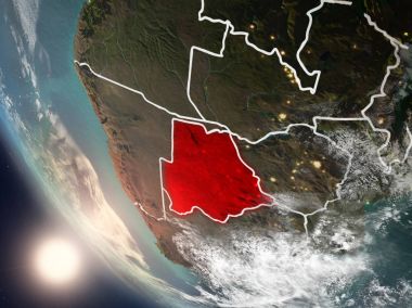 Botsvana uzaydan yukarıda günbatımı