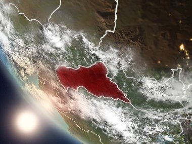 Orta Afrika uzaydan yukarıda günbatımı