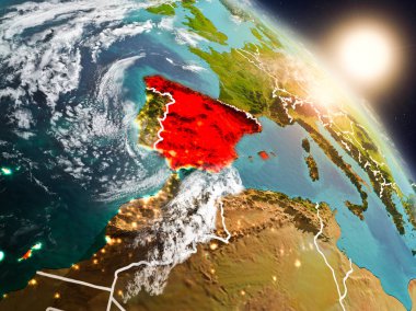 İspanya gündoğumu sırasında uzaydan
