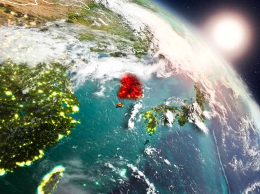 Güney Kore gündoğumu sırasında uzaydan