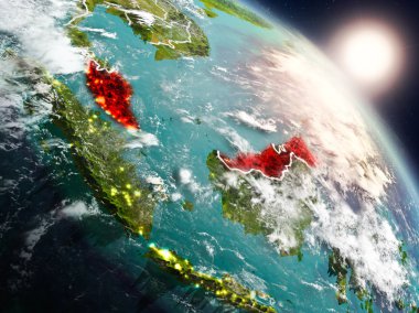 Malezya gündoğumu sırasında uzaydan