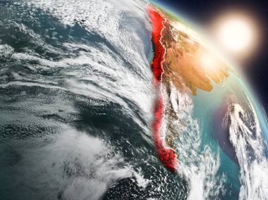 Şili gündoğumu sırasında uzaydan