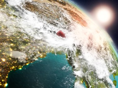 Bhutan gündoğumu sırasında uzaydan