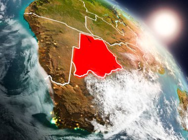 Botsvana gündoğumu sırasında uzaydan