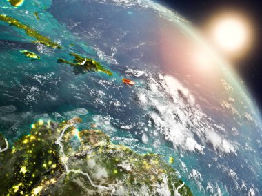 Porto Riko gündoğumu sırasında uzaydan