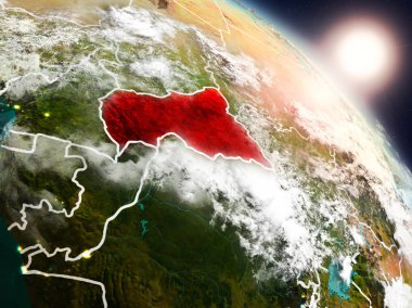Orta Afrika gündoğumu sırasında uzaydan