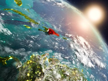 Dominik Cumhuriyeti gündoğumu sırasında uzaydan