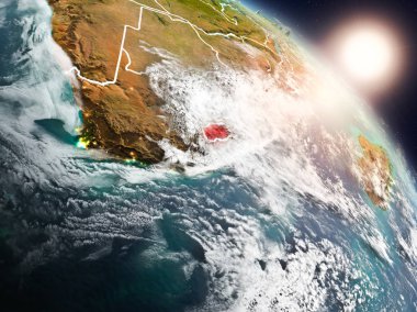 Lesotho gündoğumu sırasında uzaydan