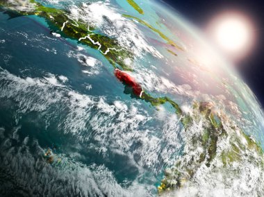 Kosta Rika gündoğumu sırasında uzaydan