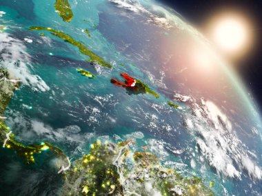 Haiti gündoğumu sırasında uzaydan