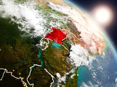 Uganda gündoğumu sırasında uzaydan