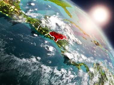 Honduras gündoğumu sırasında uzaydan