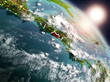 El Salvador gündoğumu sırasında uzaydan