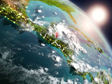 Belize gündoğumu sırasında uzaydan