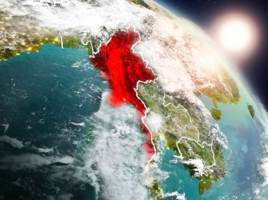 Myanmar gündoğumu sırasında uzaydan