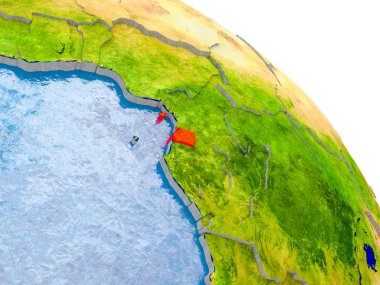 Dünya'nın kırmızı modelindeki Ekvator Ginesi