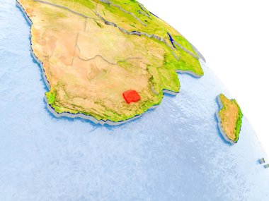 Lesotho dünya, kırmızı modeli