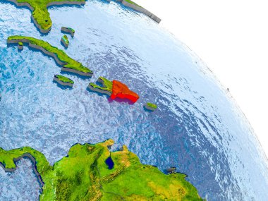 Dünya'nın kırmızı modelindeki Dominik Cumhuriyeti