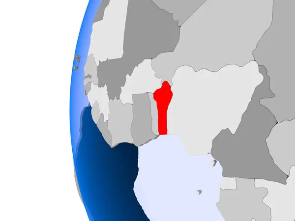 Карта Бенін на політичні глобус — стокове фото