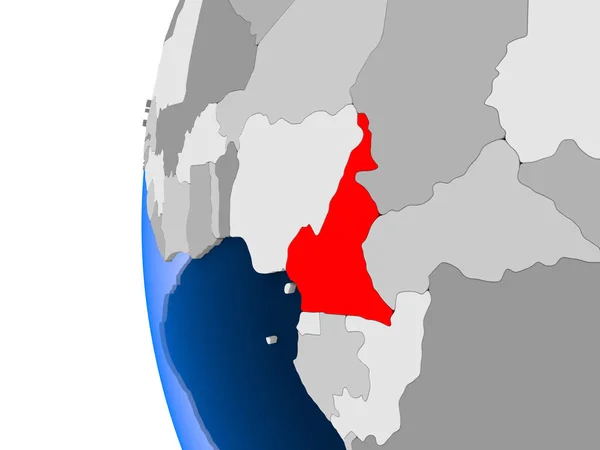 Kamerun Haritası siyasi dünya üzerinde — Stok fotoğraf