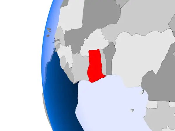 Karte von Ghanas auf politischem Globus — Stockfoto