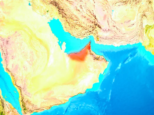 Emirados Árabes Unidos em vermelho na Terra — Fotografia de Stock