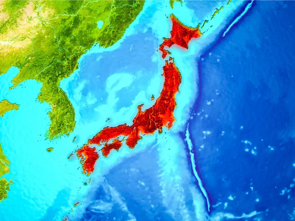 Japon en rouge sur Terre — Photo