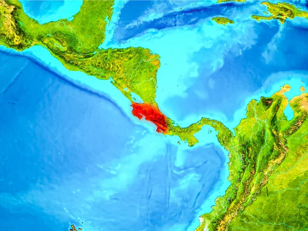 哥斯大黎加在地球上的红 — 图库照片