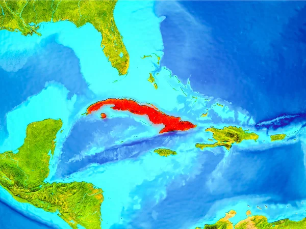 Cuba in red on Earth