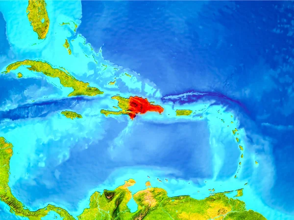 Dominicaanse Republiek in het rood op aarde — Stockfoto