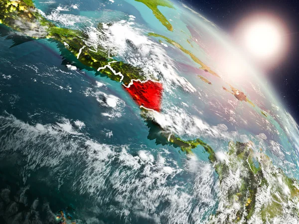 Nikaragua gündoğumu sırasında uzaydan