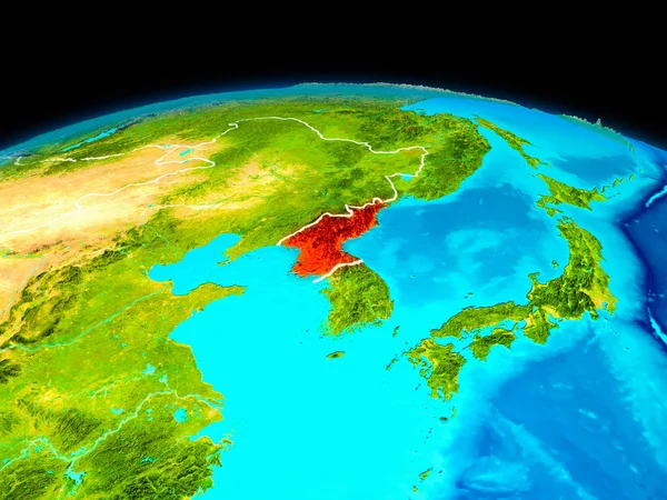 Noord-Korea in het rood — Stockfoto