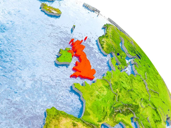 Velká Británie v červené model země — Stock fotografie