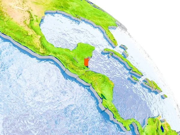 Belice en el modelo rojo de la Tierra —  Fotos de Stock