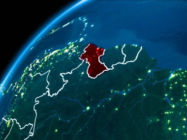 Guyana Haritası geceleri
