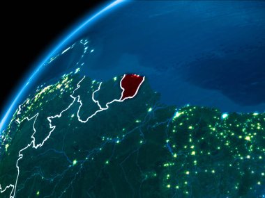 Fransız Guyanası Haritası geceleri