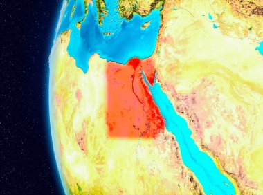 Mısır'ın uzay görünümünde kırmızı