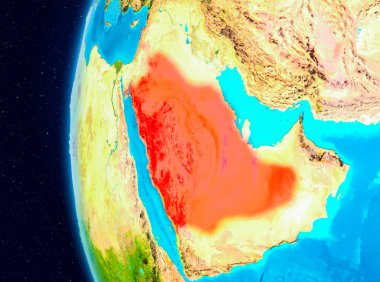 Suudi Arabistan alan görünümünde kırmızı