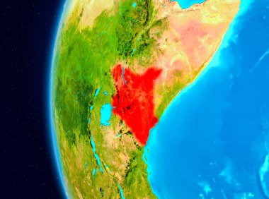 Kenya'nın uzay görünümünde kırmızı