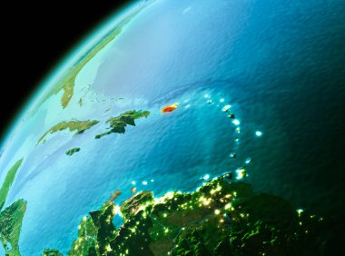 Porto Riko akşam uzaydan