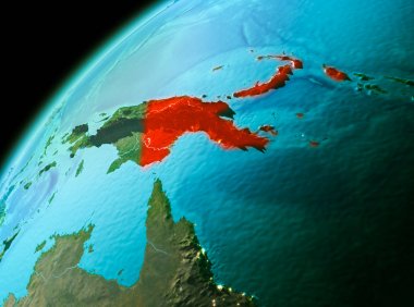 Papua Yeni Gine akşam uzaydan