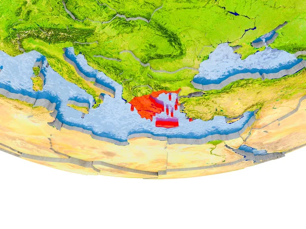 Греция в красном на Земле — стоковое фото