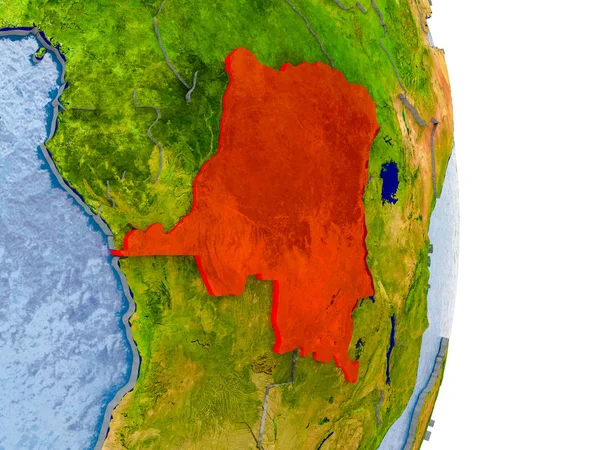 Congo-Kinshasa op realistische wereldbol — Stockfoto