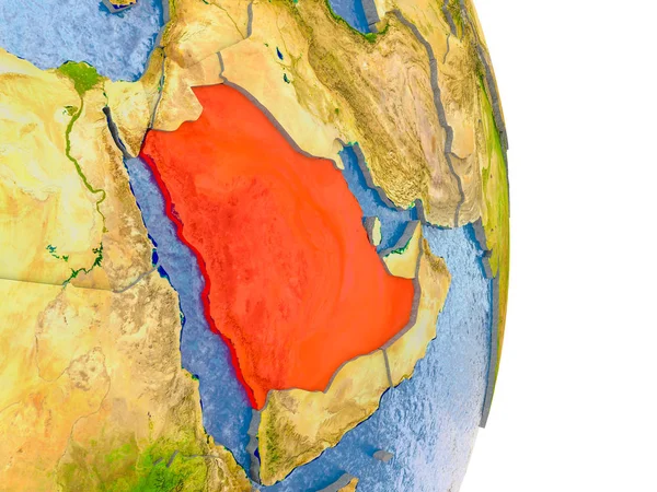 Saudi Arabia on realistic globe — Stock Photo, Image